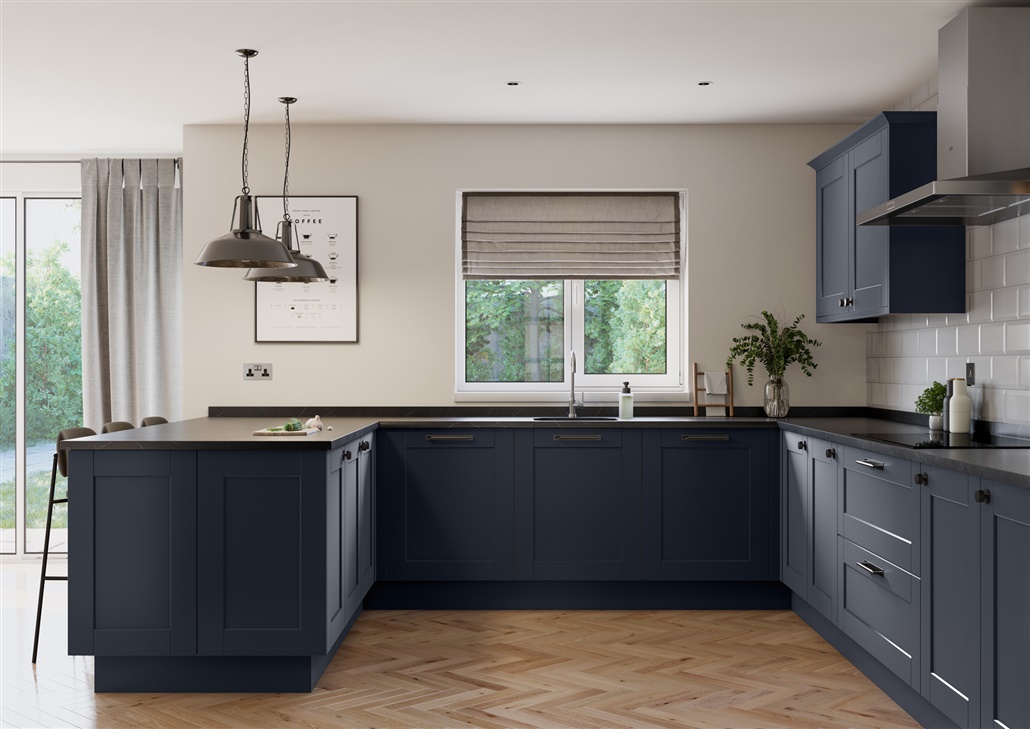 belsay smooth is an affordable shaker kitchen design with a sleek matt finish, creating a modern take on a classic style