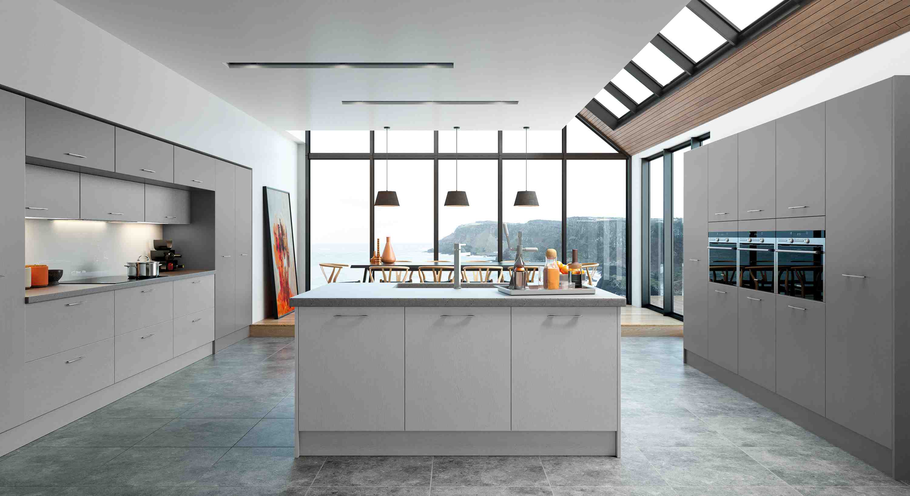 mather is a vinyl cut and edged door that offers something different from standard slab kitchens, with it's real wood effect grained legno vinyl, creating a natural warmth.